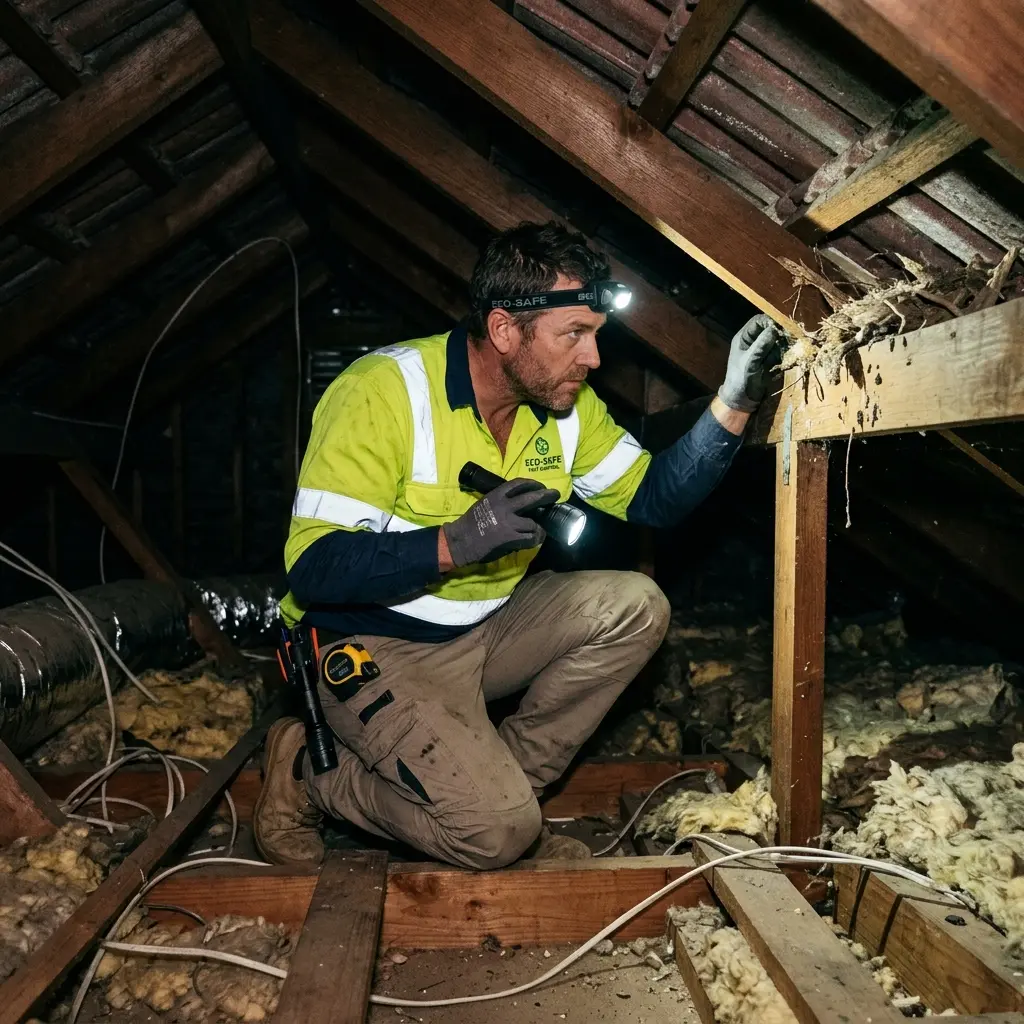 Technician using detection equipment to locate a dead rat inside a Niddrie wall cavity